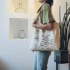 Retro canvas bag women's large capacity tote bag