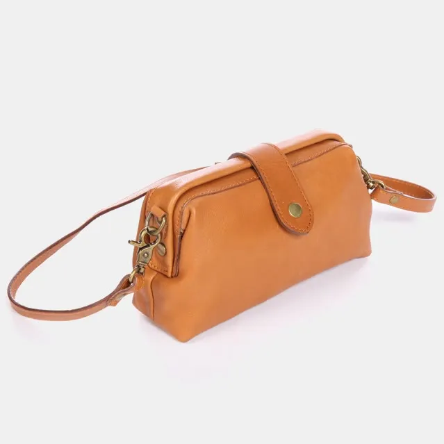 Retro Handmade Real Leather Phone Purse Handbags With Unique Opening