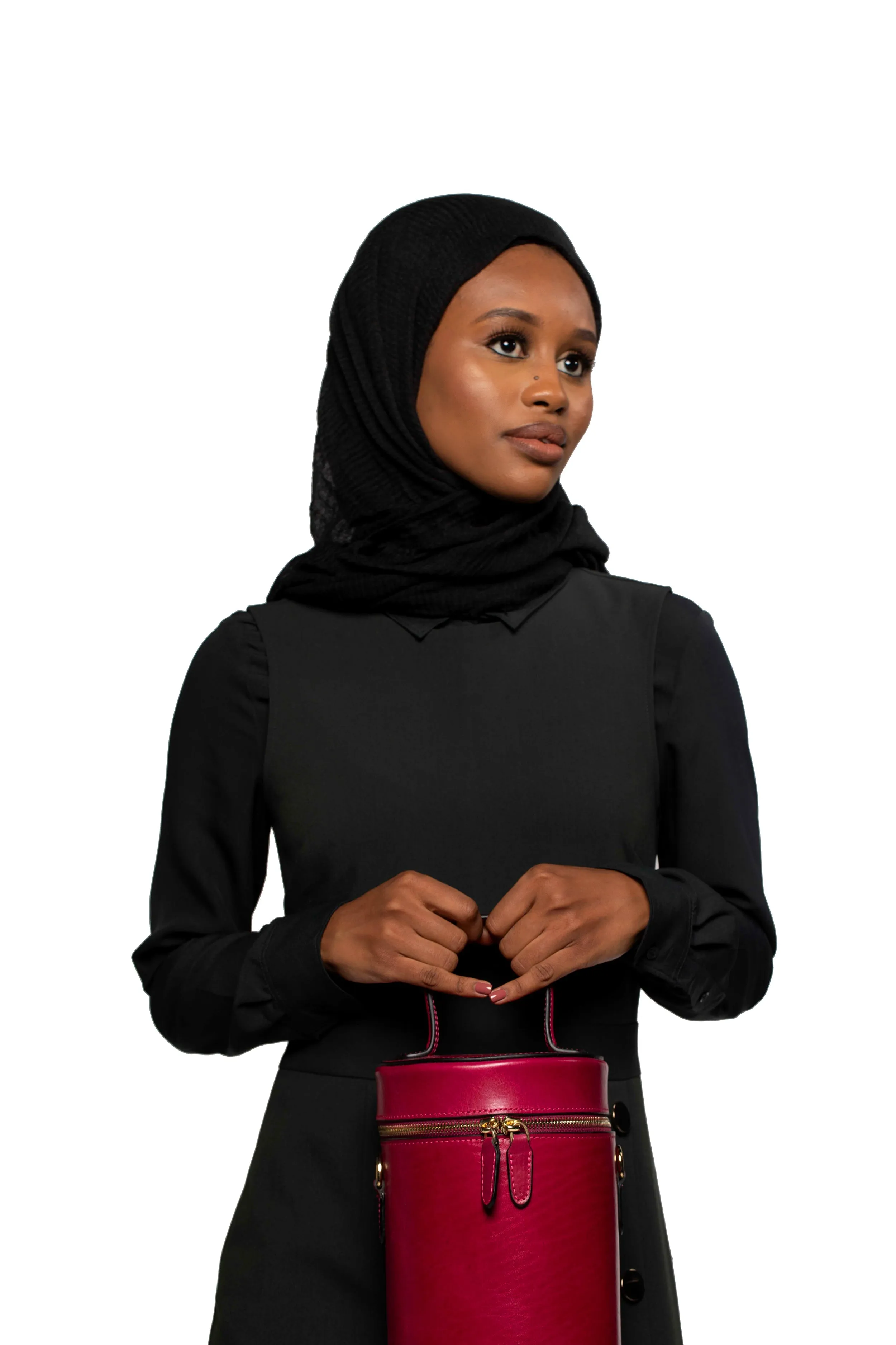 SSW - Cylindrical Bucket Leather Bag in Sangria Red