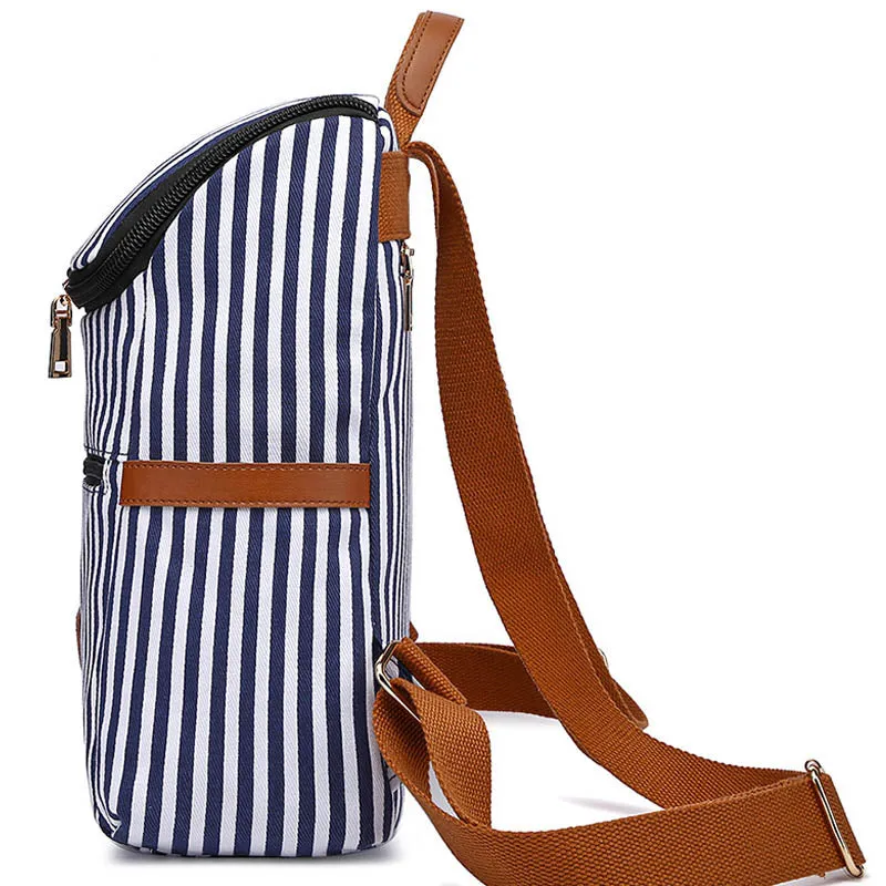 Striped Backpack Outdoor Canvas Casual Backpack