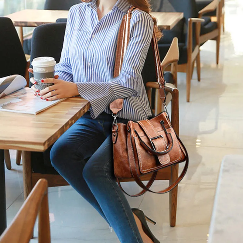 Tote For Women Large Capacity Vintage Bucket Style Crossbody Bag