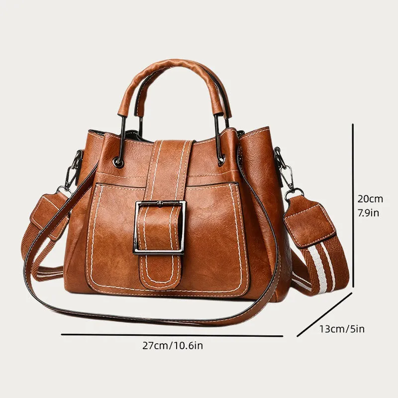 Tote For Women Large Capacity Vintage Bucket Style Crossbody Bag