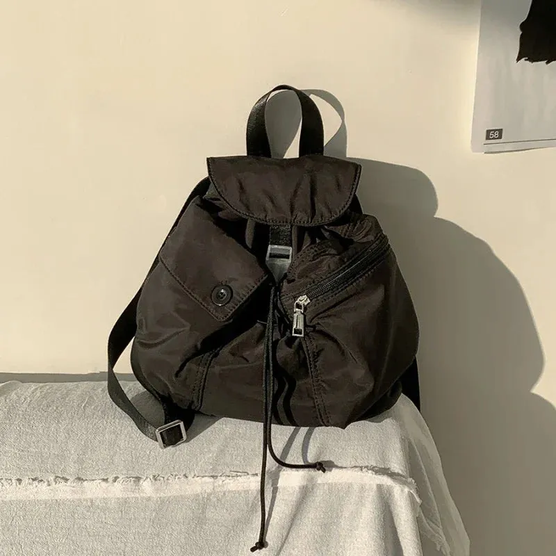 UAKISS  -  Outdoor Portablle Mochila Drawstring Mochilas Mujer Nylon Pocket Button Backpack Bolsa Korea Niche Student Bags for Women