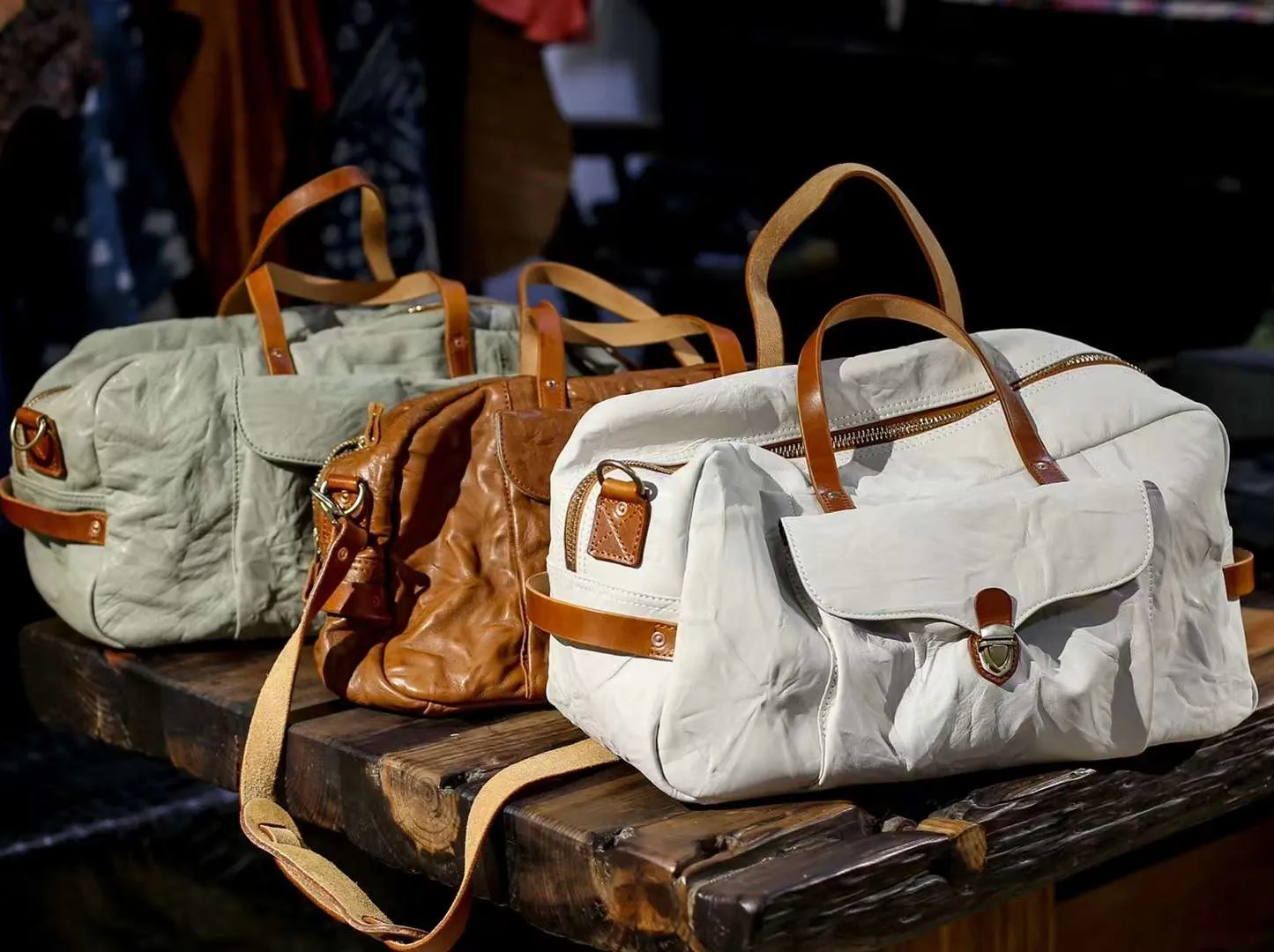 Vintage Full Grain Leather Duffle Bag | Women's Leather Weekend Bag | Men's Travel Bag, Carry-On Bag, Leather Luggage, Leather Gym Bag