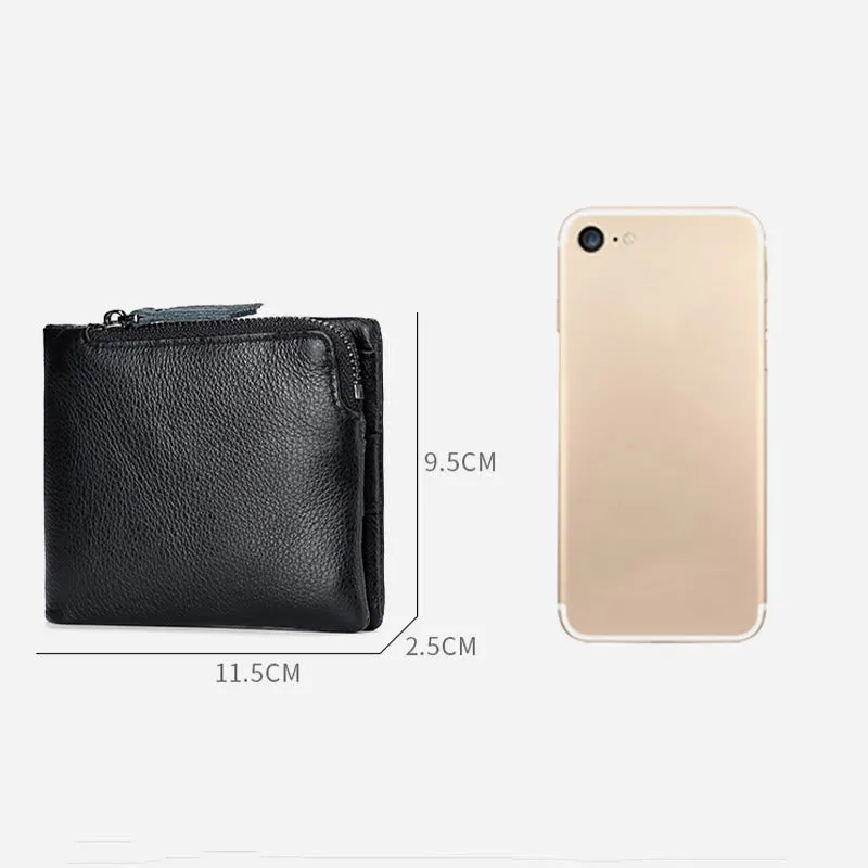Wallet For Men Genuine Leather RFID Antimagnetic Change Coin Clip
