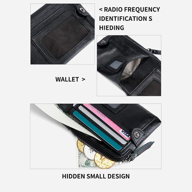Wallet For Men Genuine Leather RFID Antimagnetic Change Coin Clip