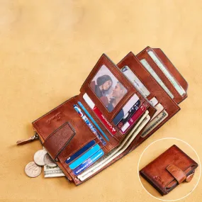 Wallet For Men Multiple Compartment Cowhide Leather RFID Card Holder