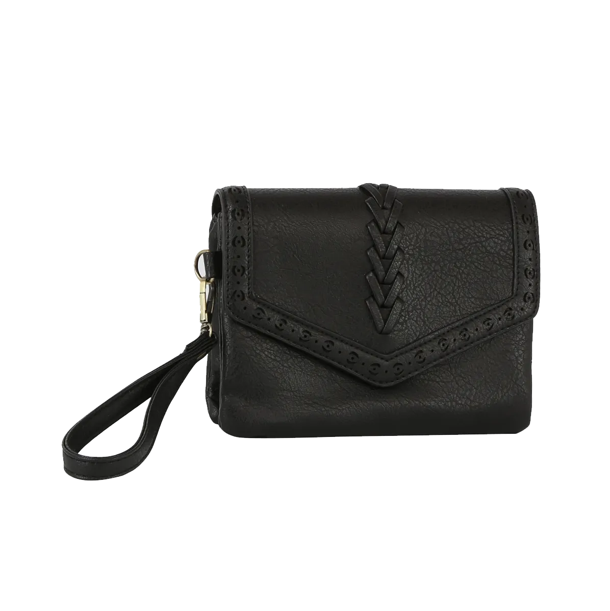 Whipstitch Crossbody/Wristlet - Black