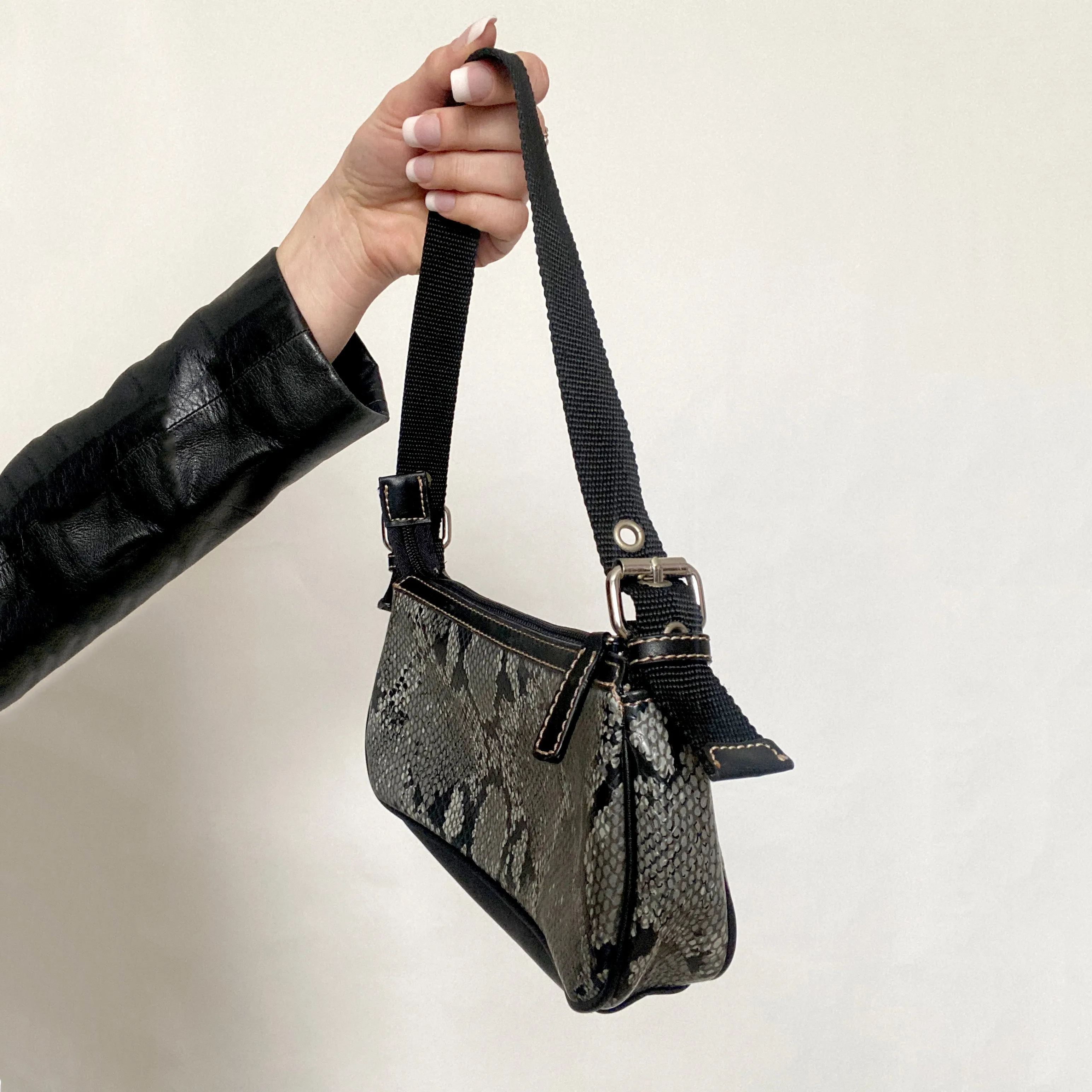 Y2K Faux Leather Snakeskin Shoulder Bag