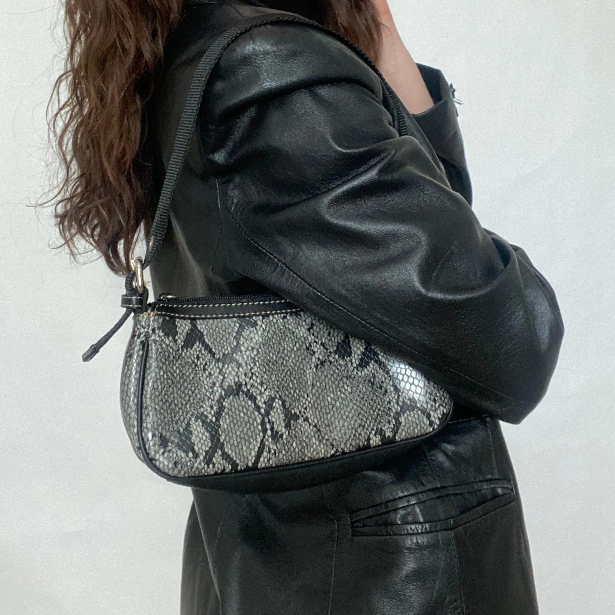 Y2K Faux Leather Snakeskin Shoulder Bag