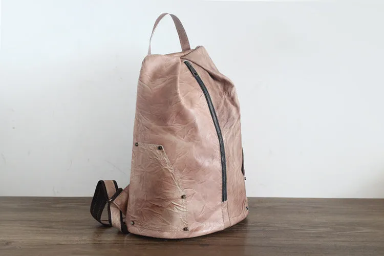 YAAGLE Girls' Retro Handmade Real Leather Travel Backpack YGPD2116
