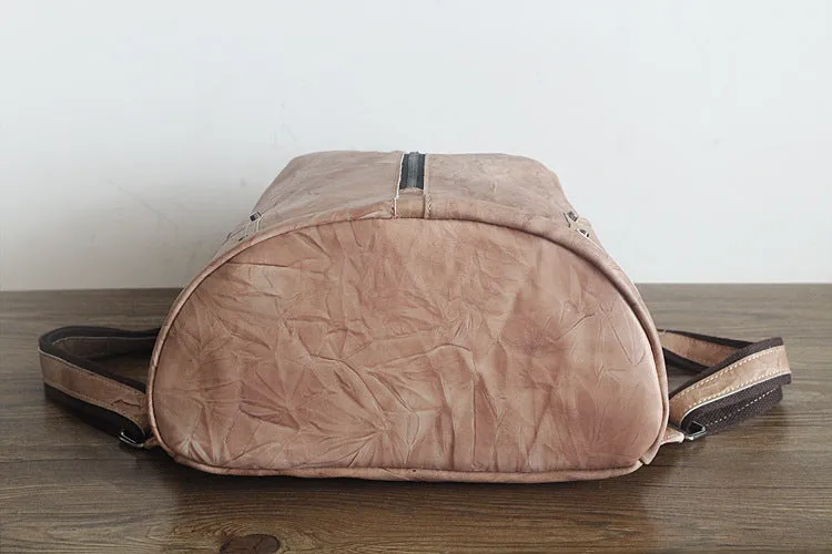 YAAGLE Girls' Retro Handmade Real Leather Travel Backpack YGPD2116