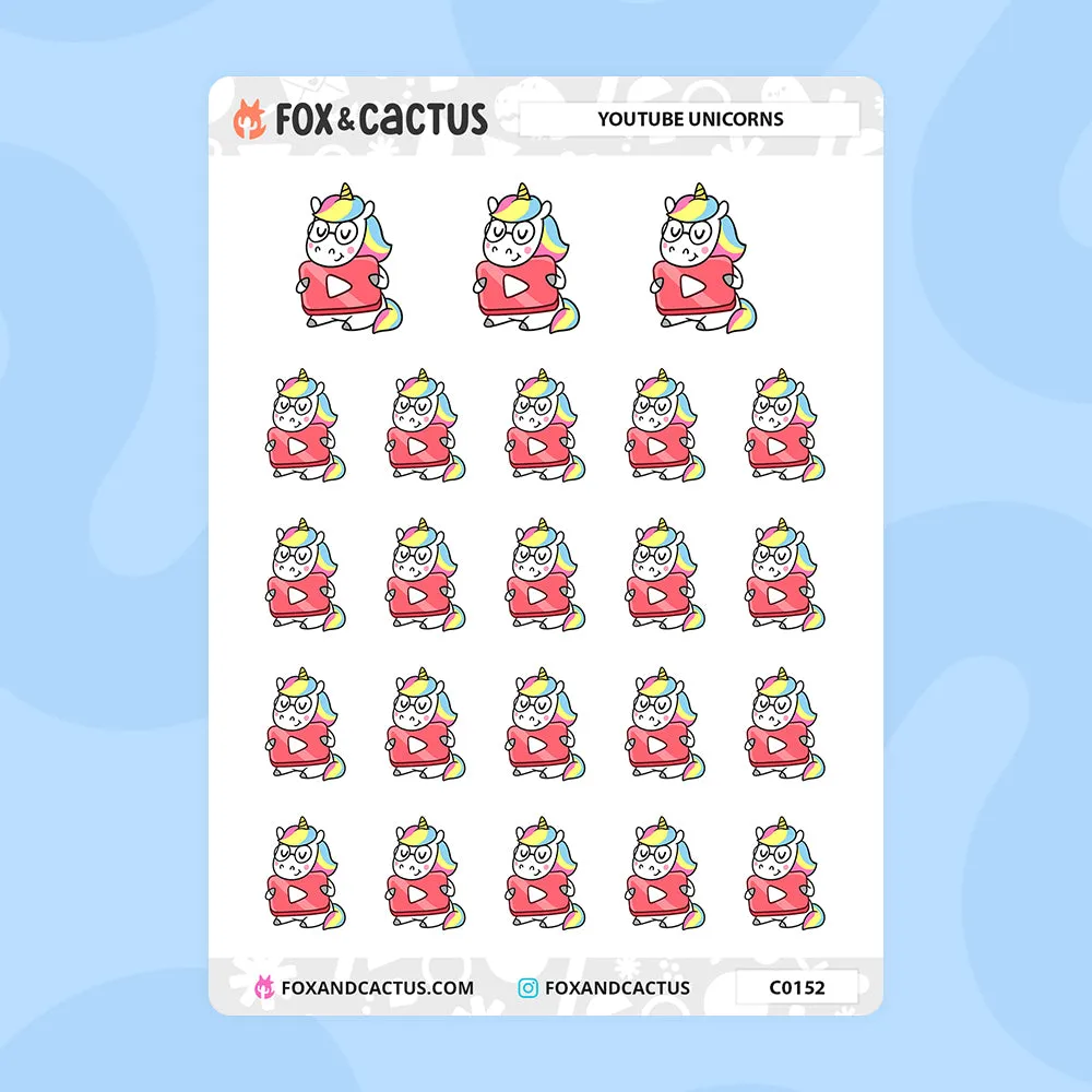 Youtube Unicorn Stickers